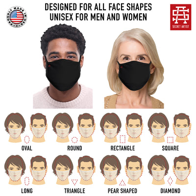 Secret Artist Non-Pleated Black Camo/Black Reversible Cloth Face Mask