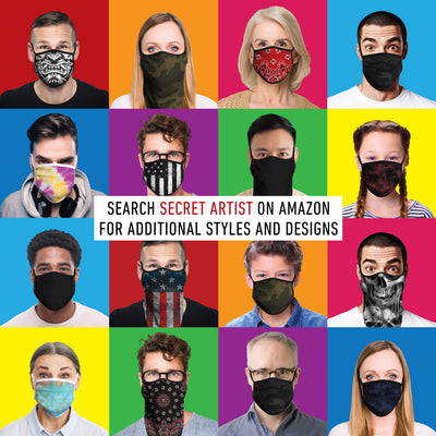 Secret Artist Assorted 3-Pack Pleated Camo/Black Reversible Cloth Face Mask