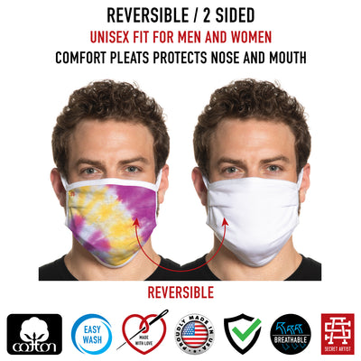 Secret Artist Pleated Sherbert Tie Dye/White Reversible Cloth Face Mask