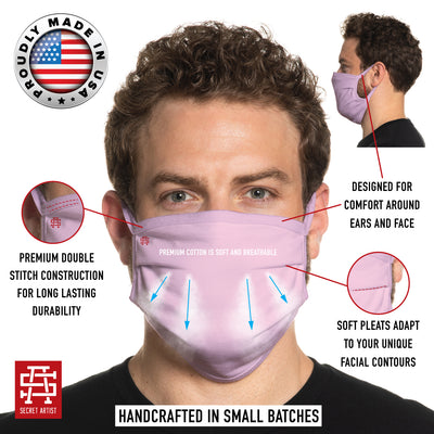 Secret Artist Pleated Pink/White Reversible Cloth Face Mask